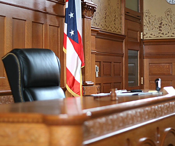 Courtroom Where an American Flag Can Be Seen 